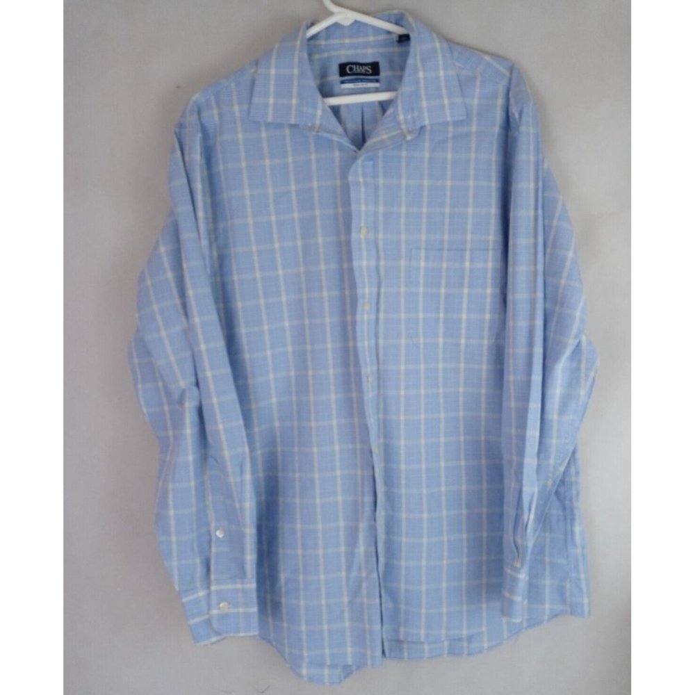 Chaos Regular Fit Stretch Collar Wrinkle Free Men's Blue & Yellow Shirt Size XL